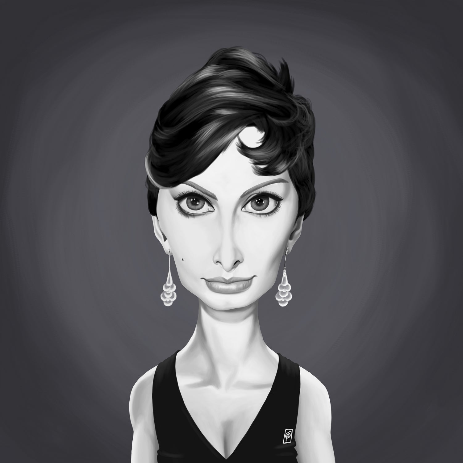 Sophia Loren by Rob Snow on GIANT ART - gray digital painting