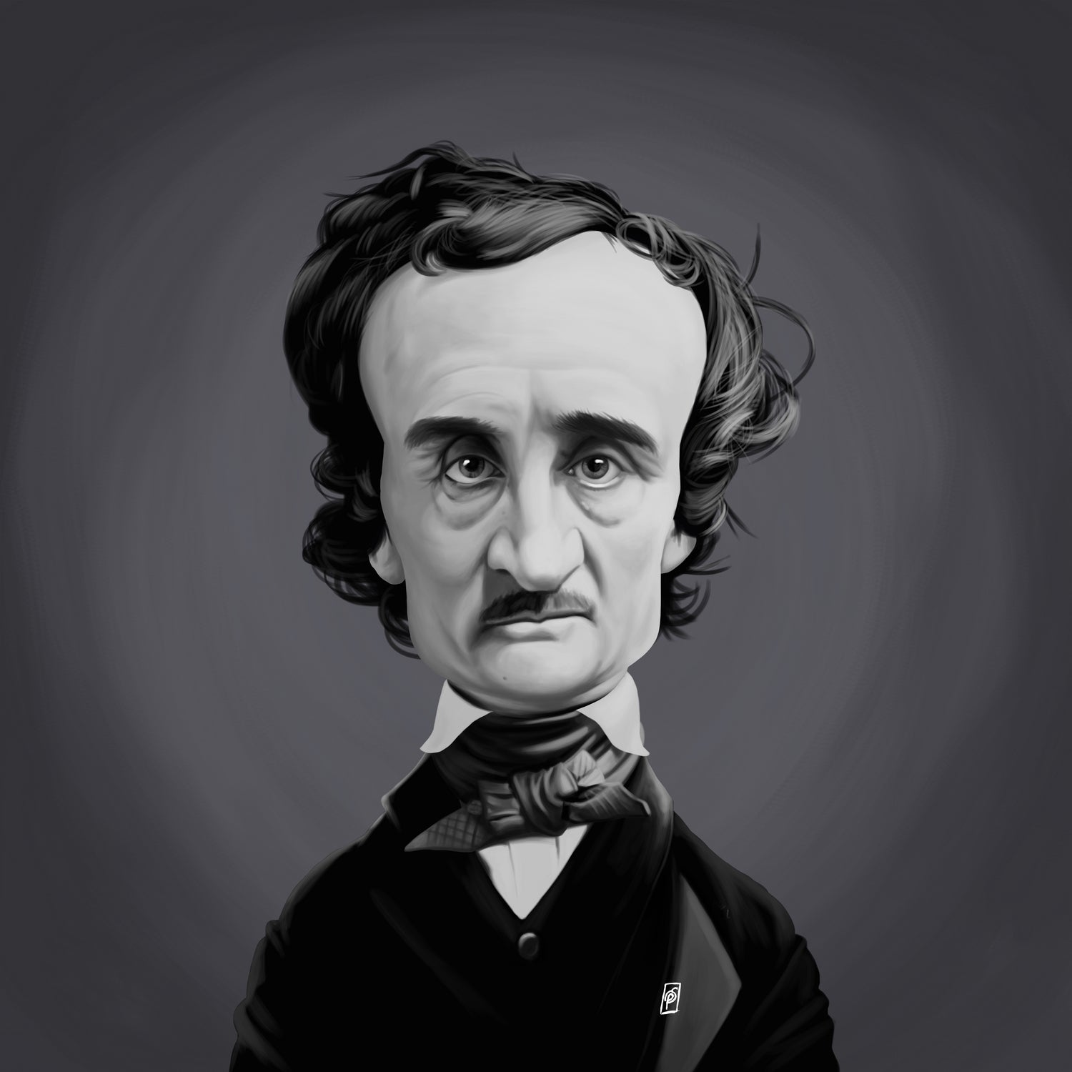 Edgar Allen Poe by Rob Snow on GIANT ART - gray digital painting