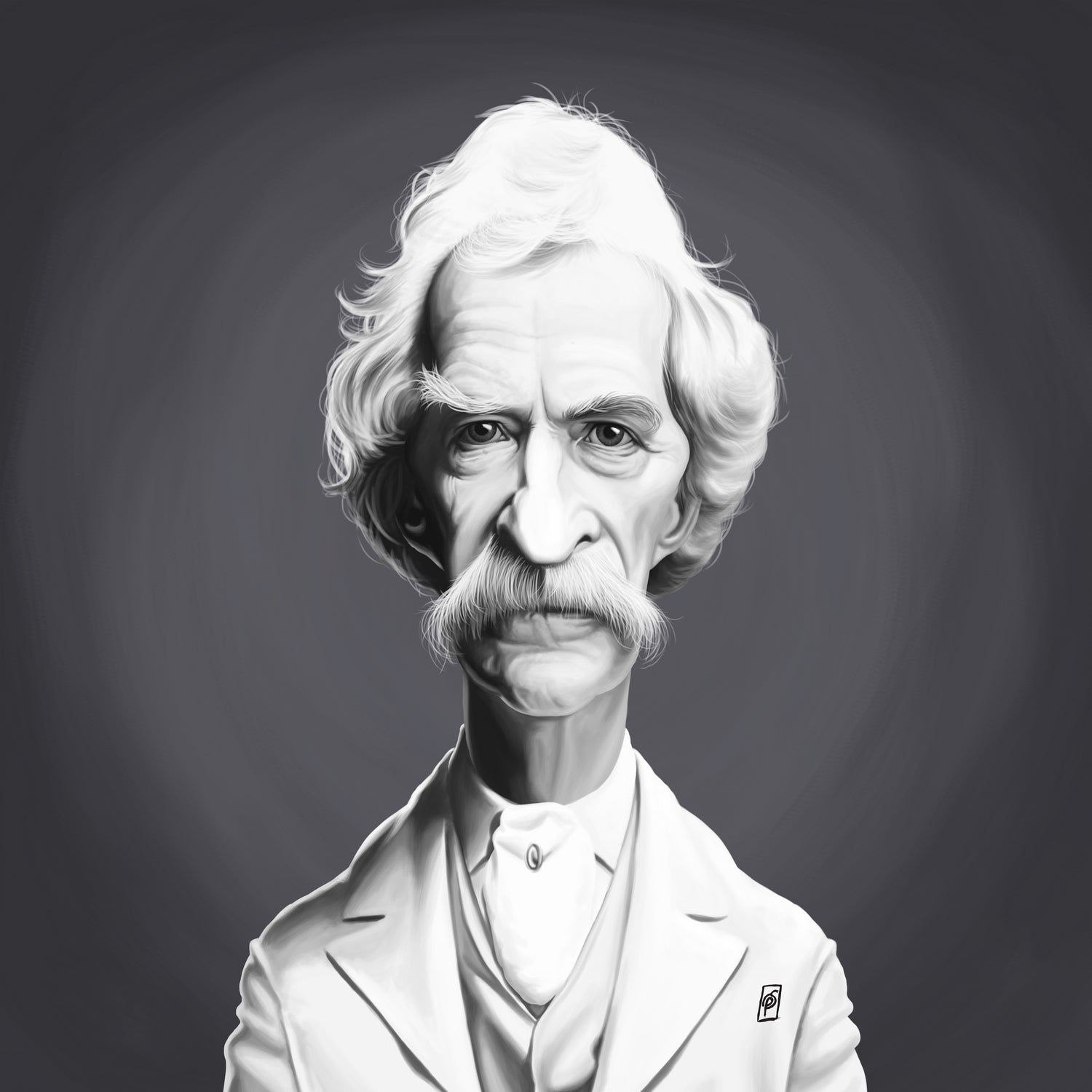 Mark Twain by Rob Snow on GIANT ART - gray digital painting