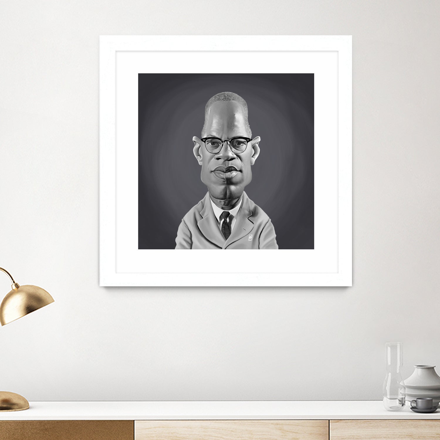 Malcolm X by Rob Snow on GIANT ART - gray digital painting