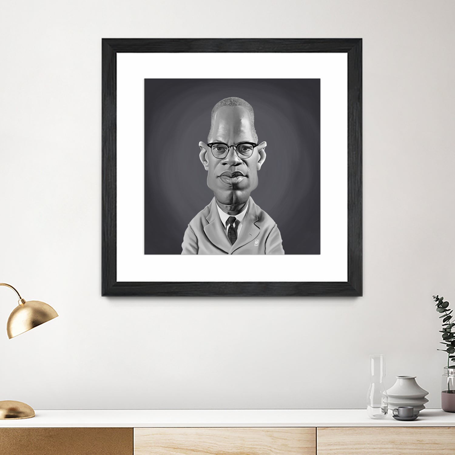 Malcolm X by Rob Snow on GIANT ART - gray digital painting