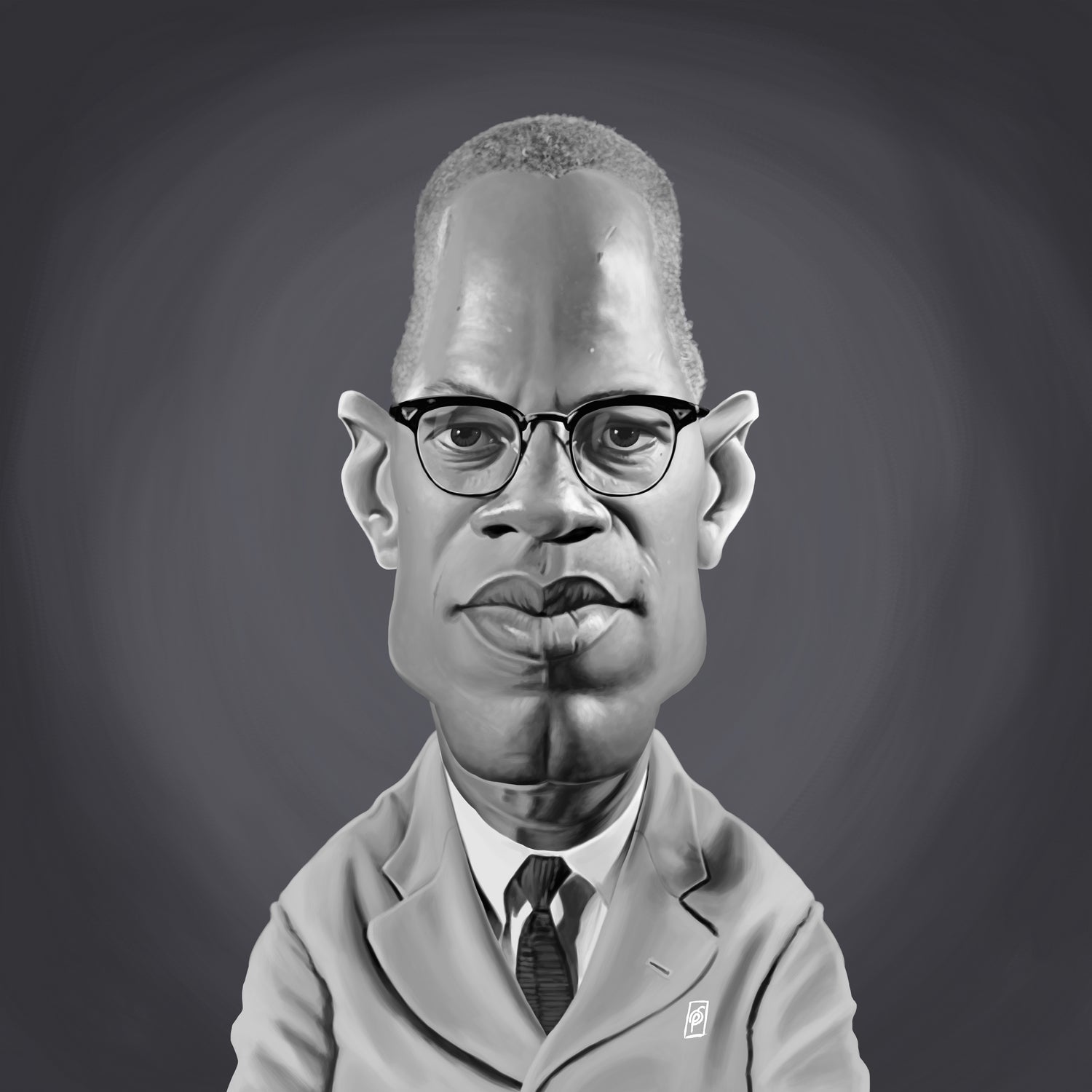 Malcolm X by Rob Snow on GIANT ART - gray digital painting