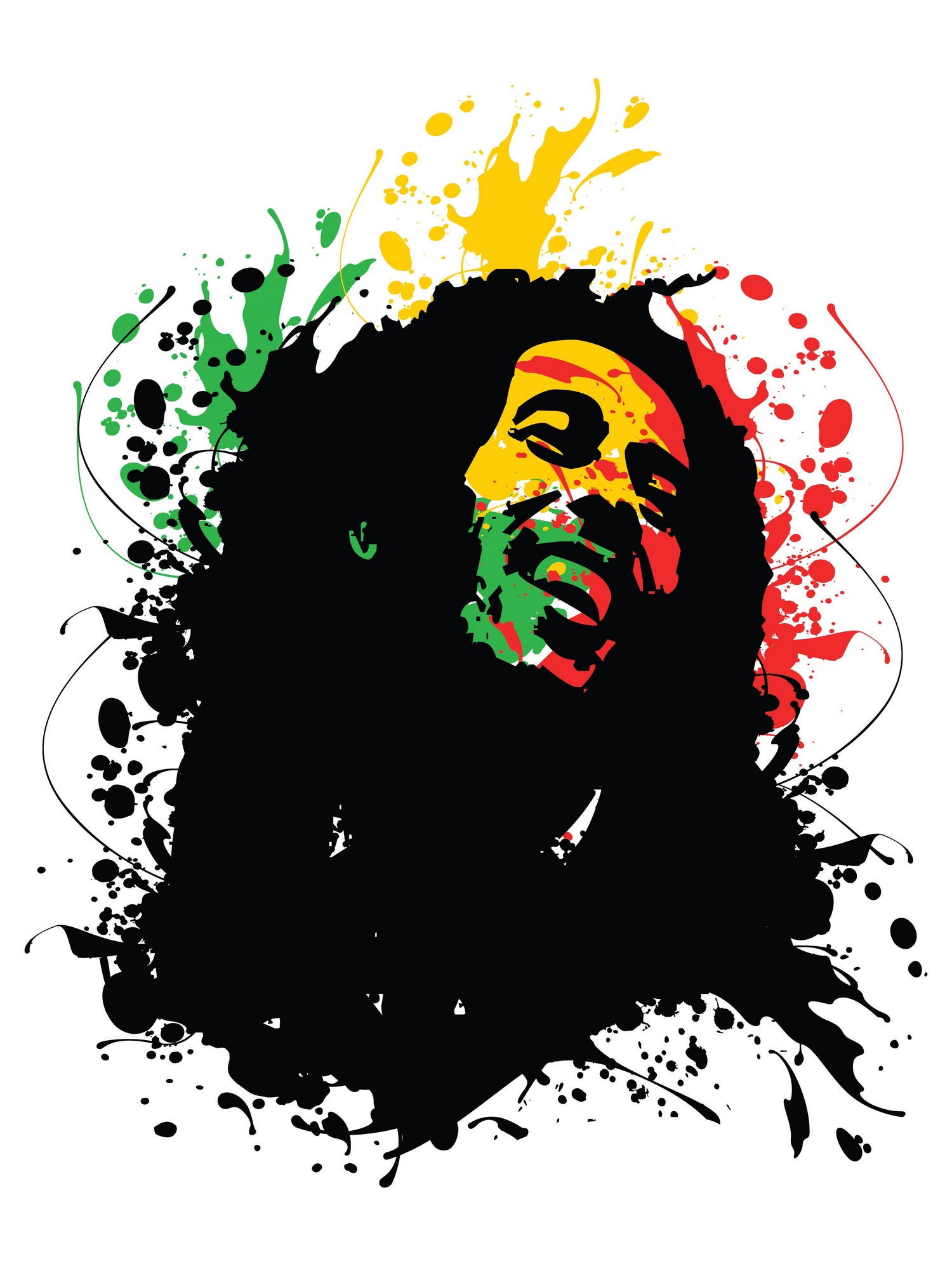 Bob Marley splatter art by sarta . on GIANT ART - white vector illustration