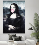 Mona Lisa blowing bubblegum bubbles by Menelaos Trompoukis on GIANT ART - blue digital painting