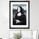 Mona Lisa blowing bubblegum bubbles by Menelaos Trompoukis on GIANT ART - blue digital painting