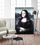 Mona Lisa blowing bubblegum bubbles by Menelaos Trompoukis on GIANT ART - blue digital painting