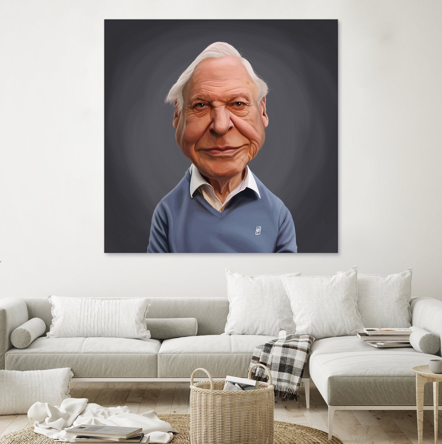 David Attenborough by Rob Snow on GIANT ART - blue digital painting