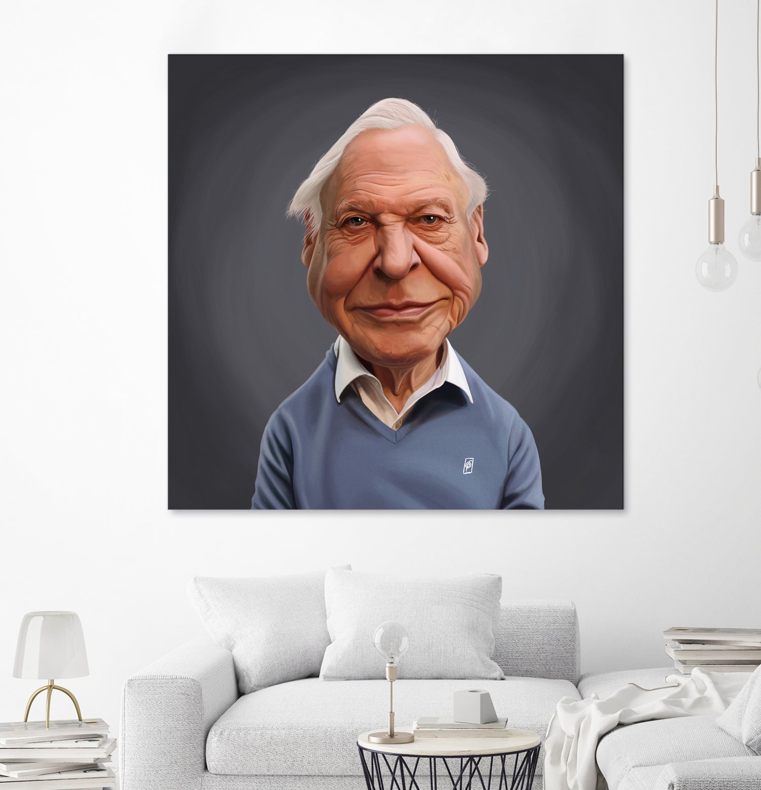 David Attenborough by Rob Snow on GIANT ART - blue digital painting