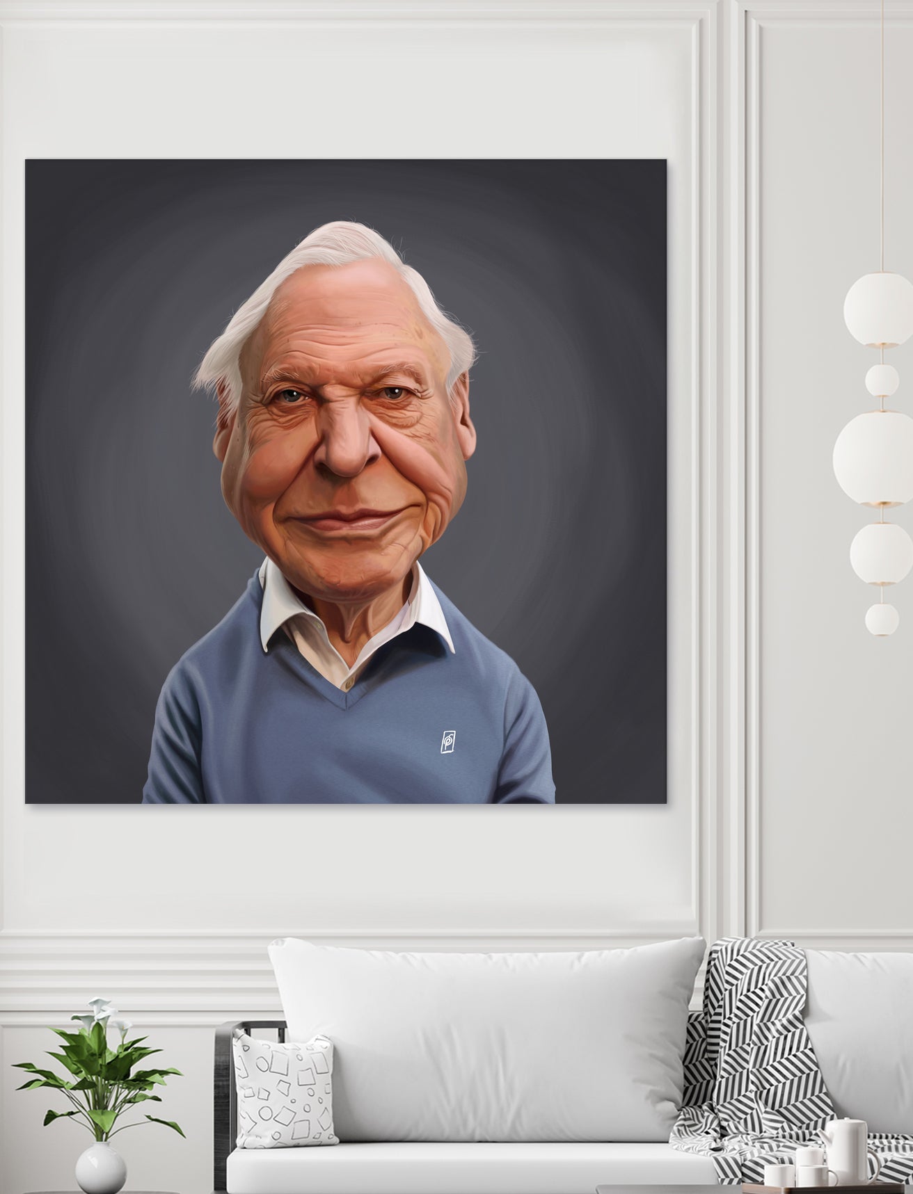 David Attenborough by Rob Snow on GIANT ART - blue digital painting