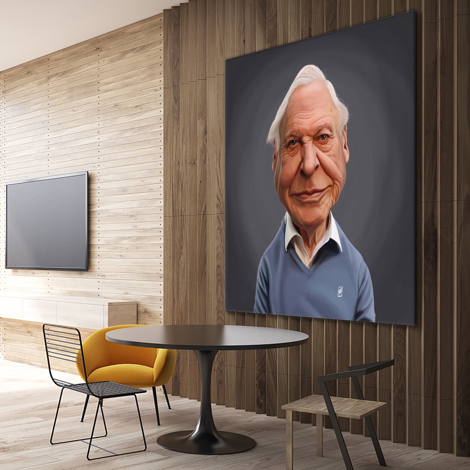 David Attenborough by Rob Snow on GIANT ART - blue digital painting