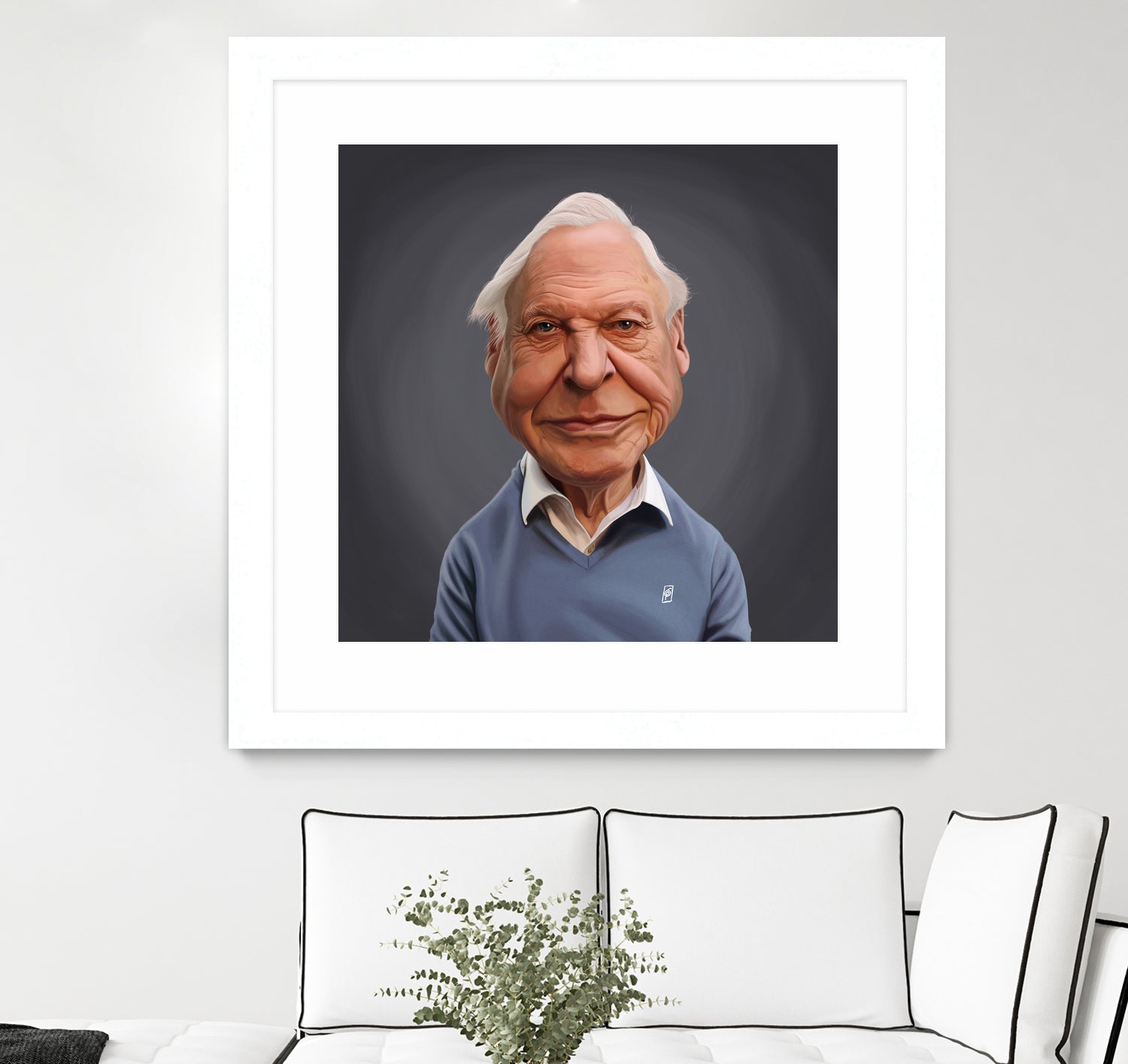 David Attenborough by Rob Snow on GIANT ART - blue digital painting