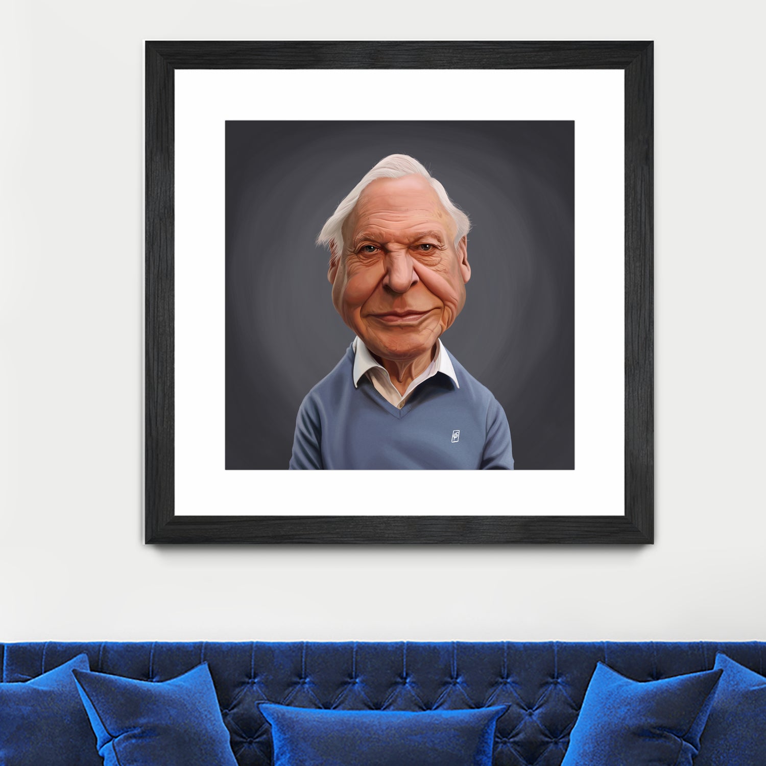 David Attenborough by Rob Snow on GIANT ART - blue digital painting