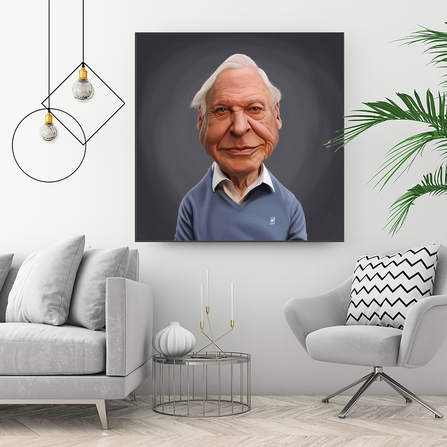 David Attenborough by Rob Snow on GIANT ART - blue digital painting