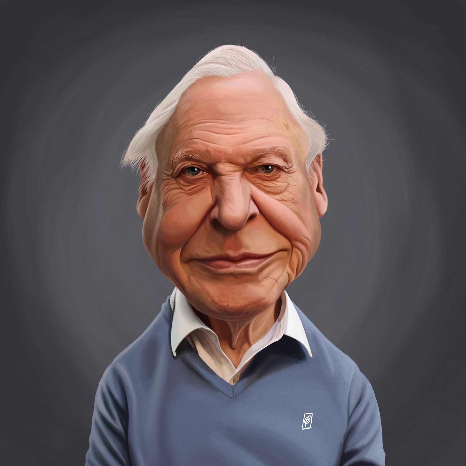 David Attenborough by Rob Snow on GIANT ART - blue digital painting