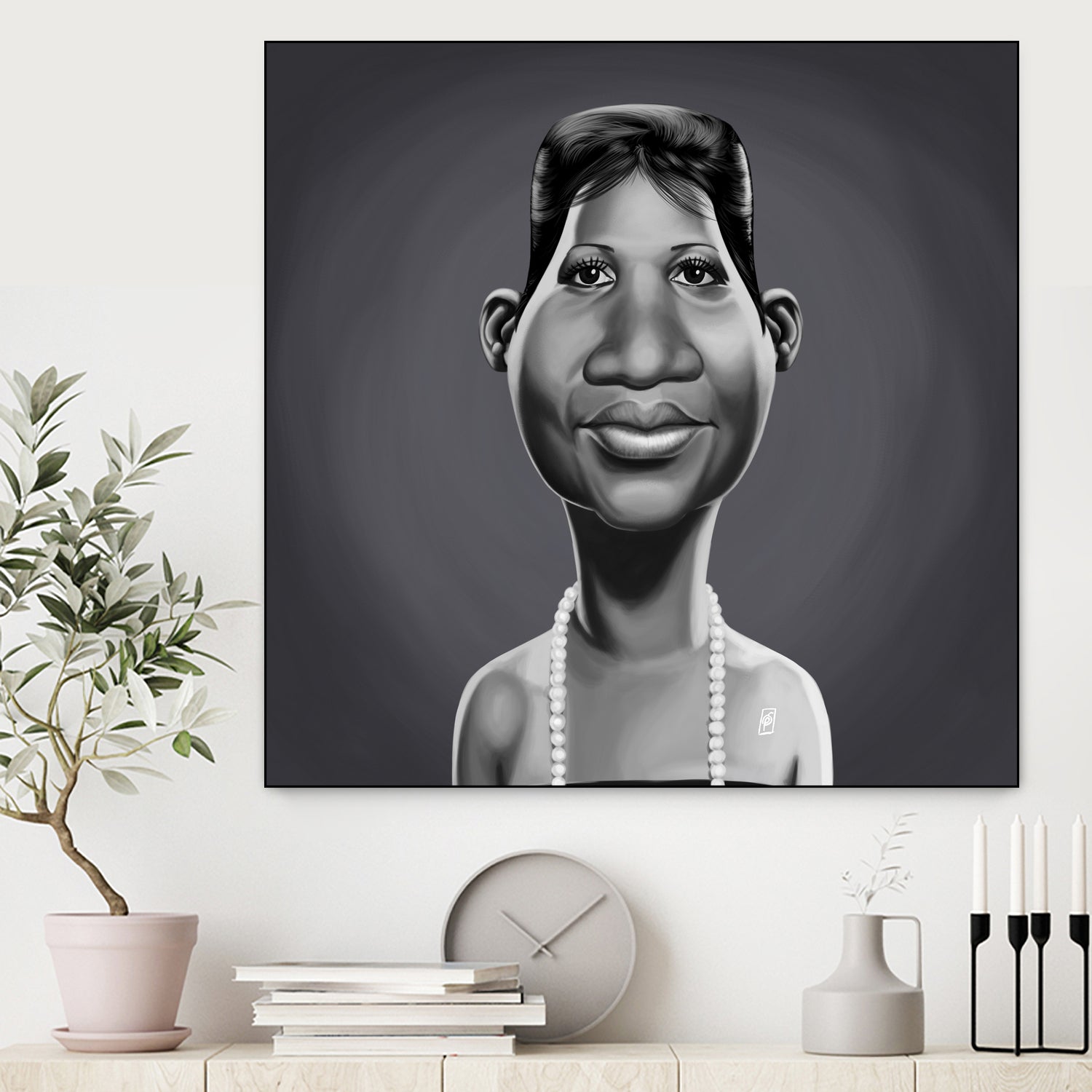 Aretha Franklin by Rob Snow on GIANT ART - gray digital painting