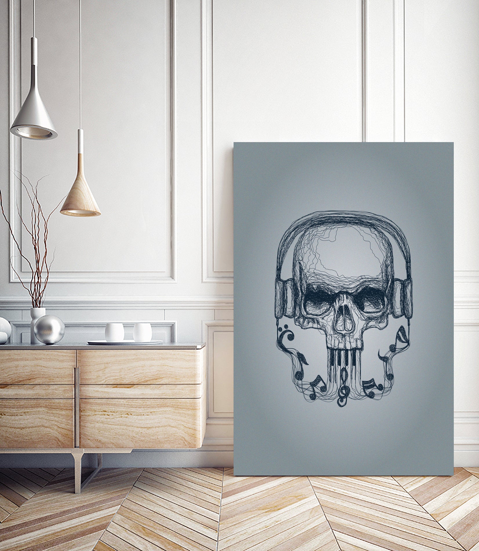 SKULL-LINE MUSIC by IllustRed Créative Studio on GIANT ART - black digital drawing
