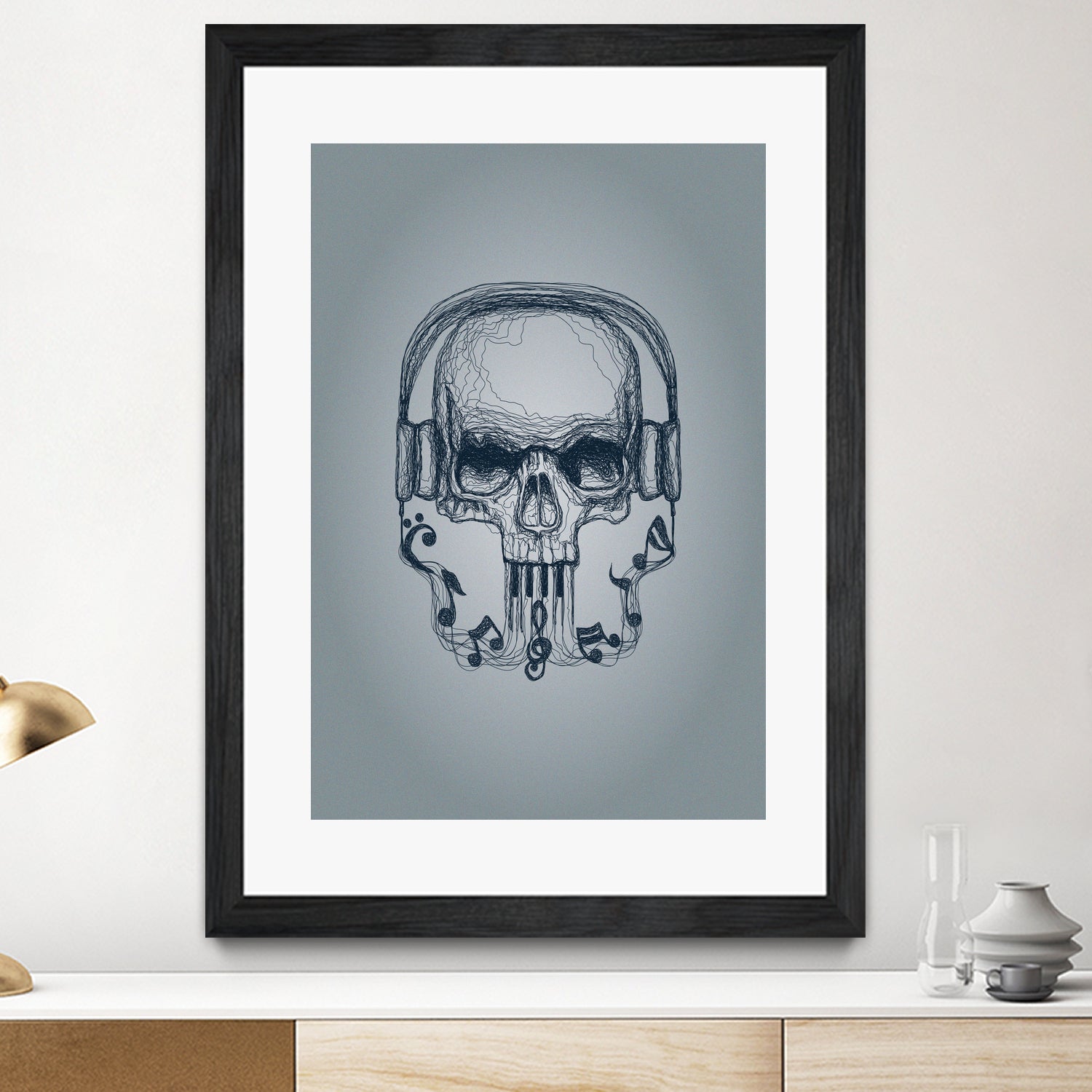 SKULL-LINE MUSIC by IllustRed Créative Studio on GIANT ART - black digital drawing