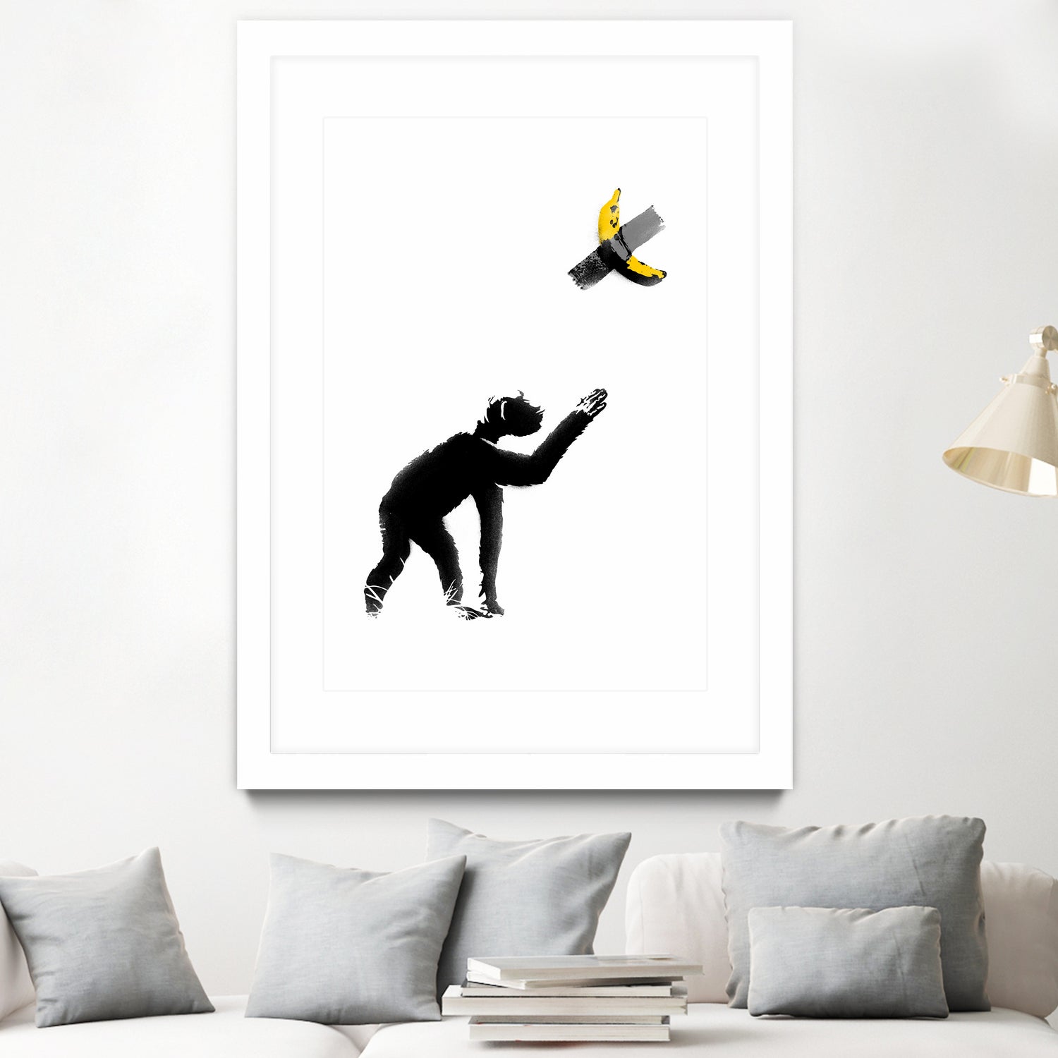 Chimpanzee and Banana Taped by Afif Quilimo on GIANT ART - white digital drawing