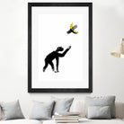 Chimpanzee and Banana Taped by Afif Quilimo on GIANT ART - white digital drawing