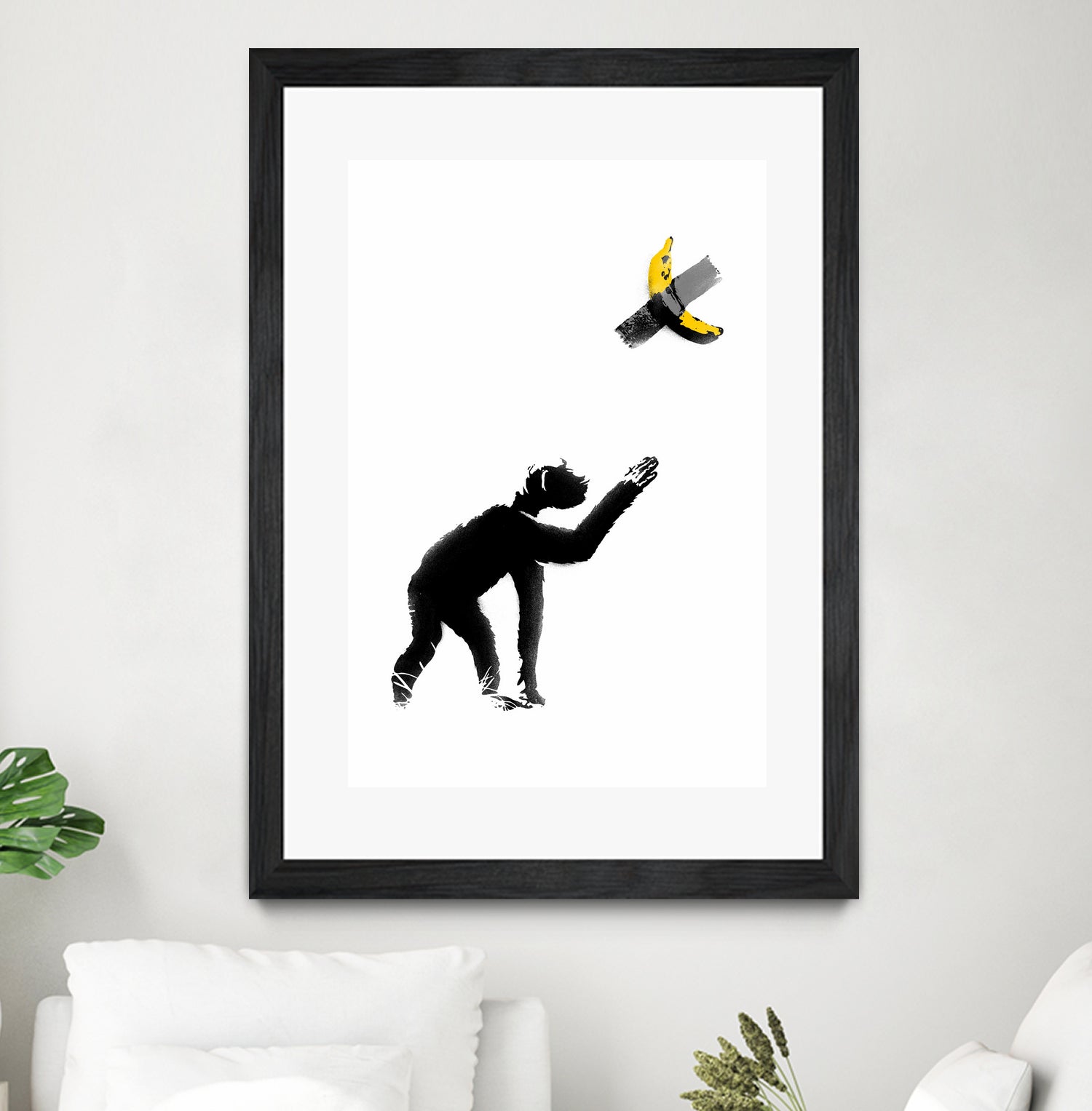 Chimpanzee and Banana Taped by Afif Quilimo on GIANT ART - white digital drawing