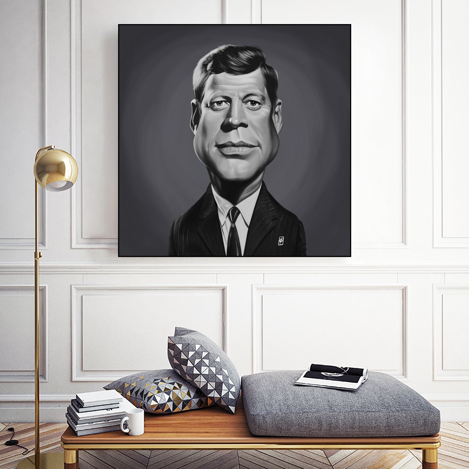 John F Kennedy by Rob Snow on GIANT ART - gray digital painting