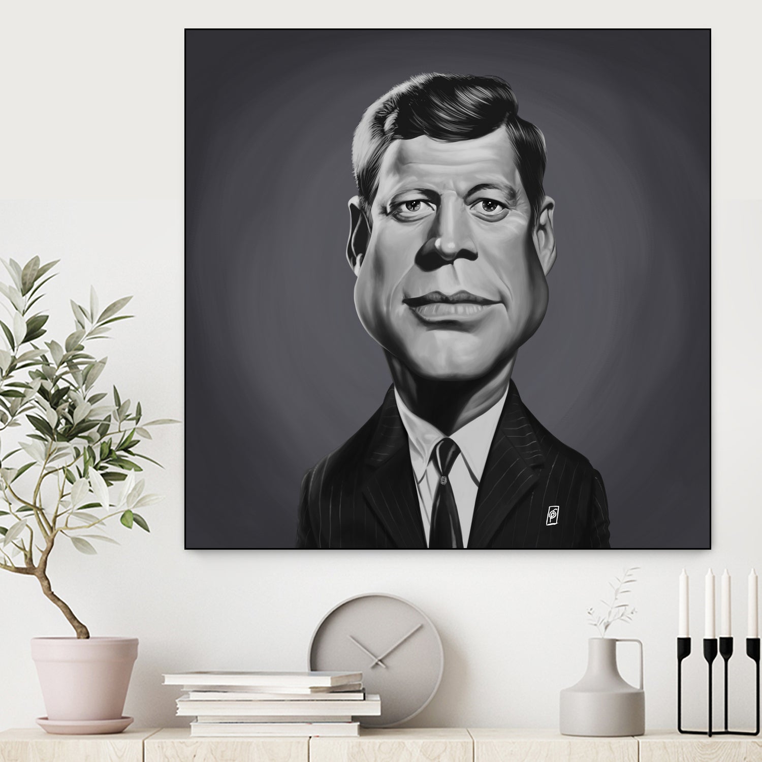 John F Kennedy by Rob Snow on GIANT ART - gray digital painting