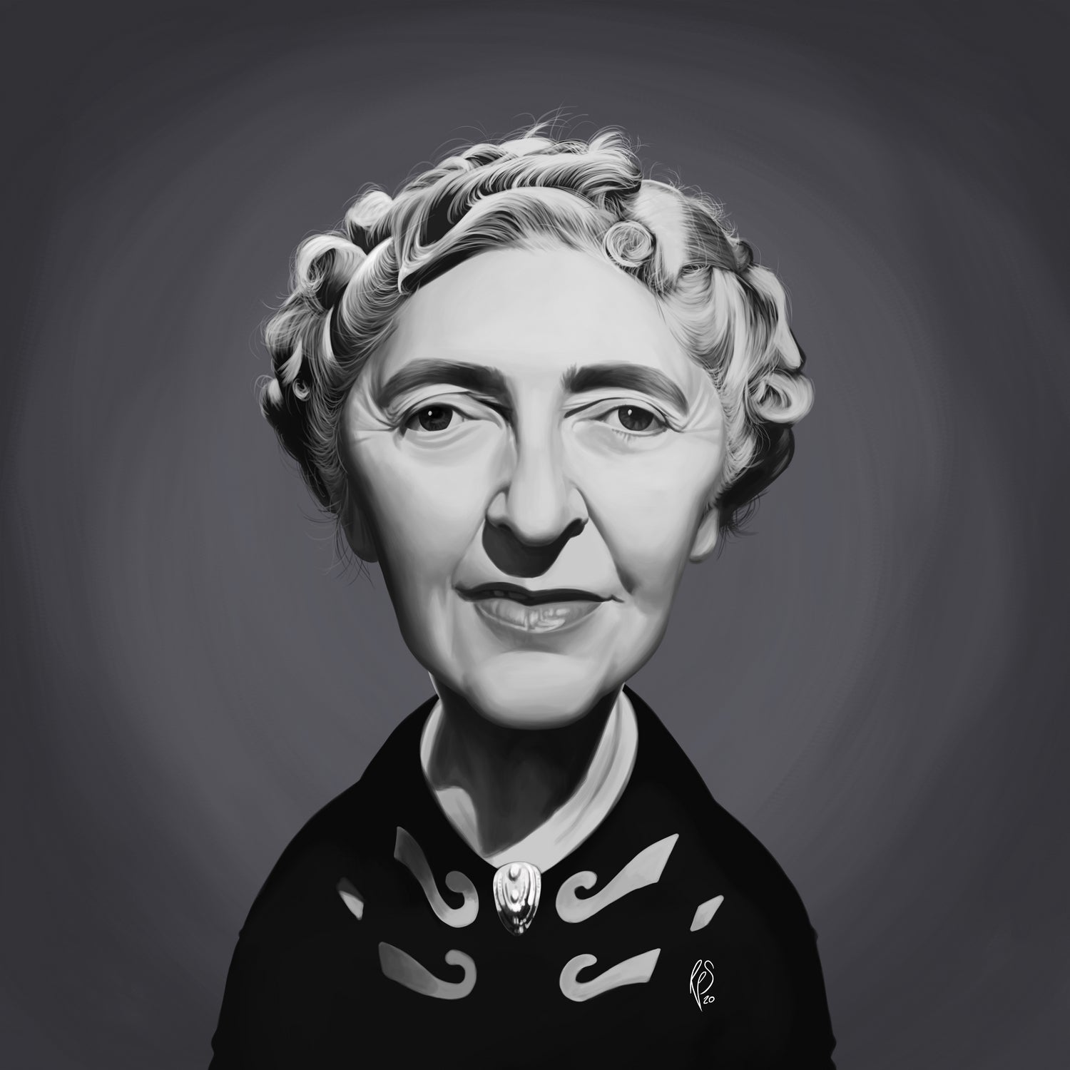 Agatha Christie by Rob Snow on GIANT ART - gray digital painting