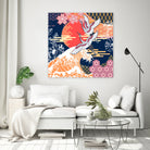 Moon and Crane by ROMA TIMBREZA on GIANT ART - blue digital drawing