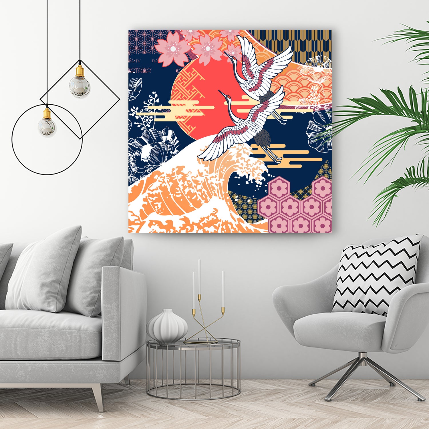 Moon and Crane by ROMA TIMBREZA on GIANT ART - blue digital drawing