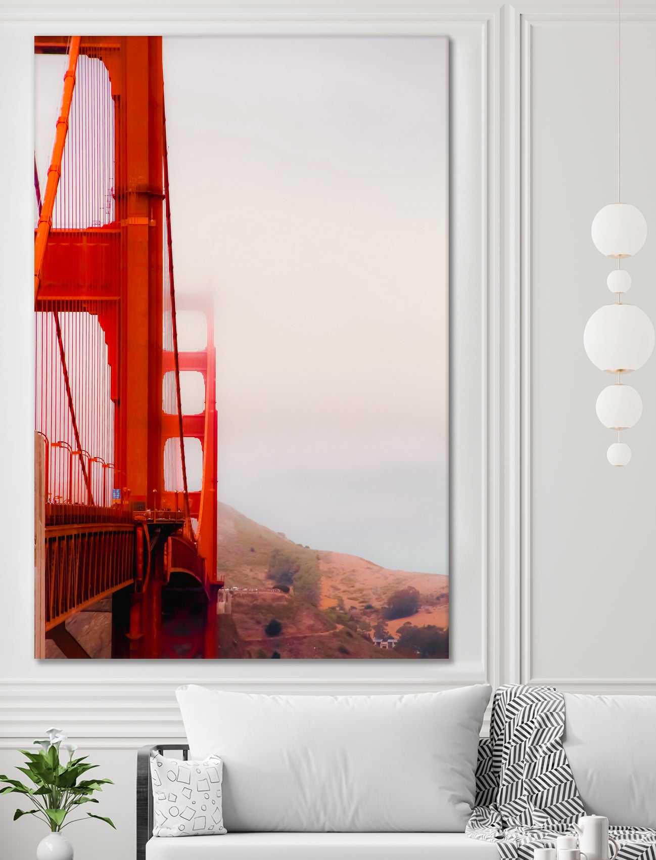 Closeup Golden Gate bridge with foggy sky San Francisco USA by sutee monchitnukul on GIANT ART - red photo manipulation