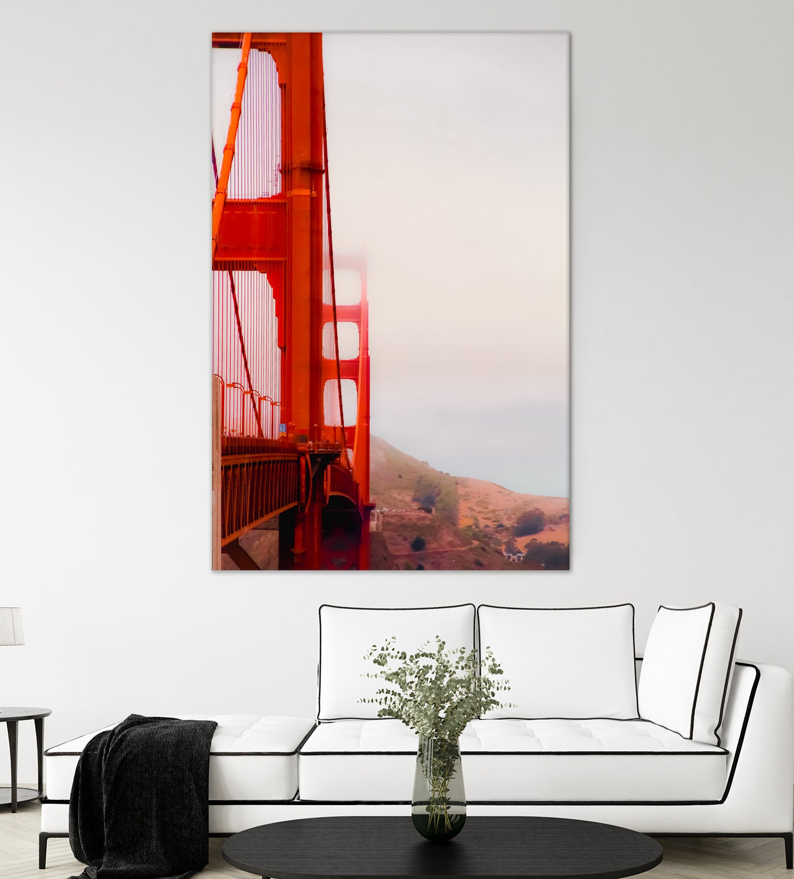 Closeup Golden Gate bridge with foggy sky San Francisco USA by sutee monchitnukul on GIANT ART - red photo manipulation