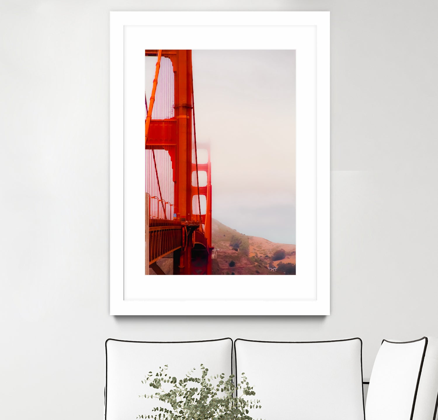 Closeup Golden Gate bridge with foggy sky San Francisco USA by sutee monchitnukul on GIANT ART - red photo manipulation