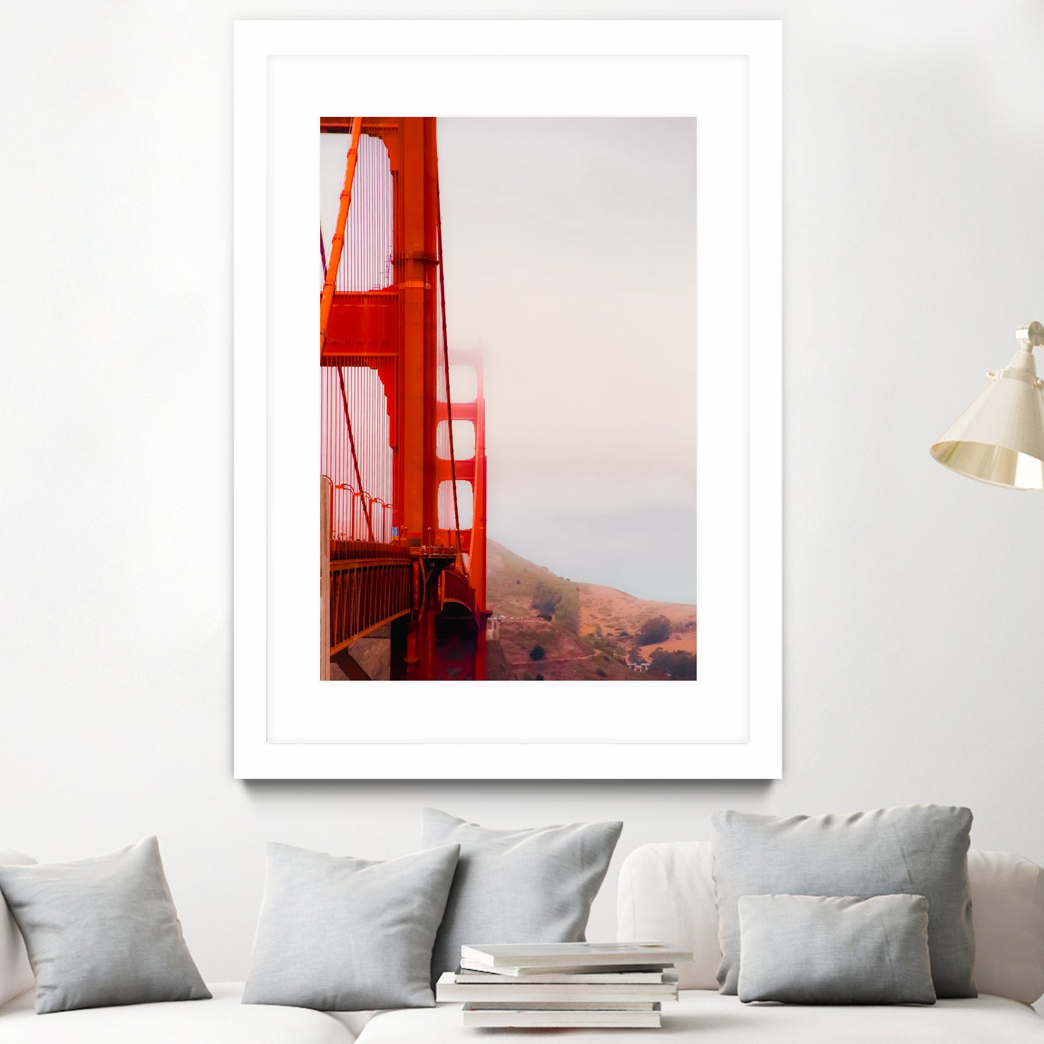 Closeup Golden Gate bridge with foggy sky San Francisco USA by sutee monchitnukul on GIANT ART - red photo manipulation