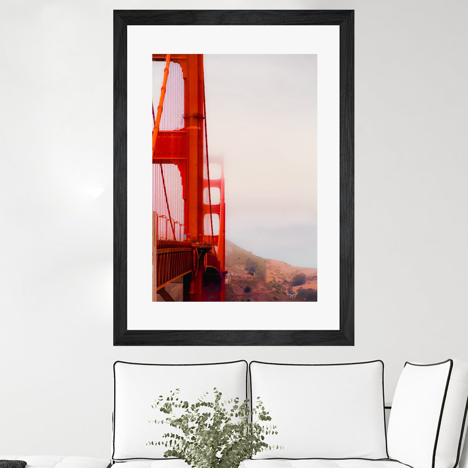 Closeup Golden Gate bridge with foggy sky San Francisco USA by sutee monchitnukul on GIANT ART - red photo manipulation