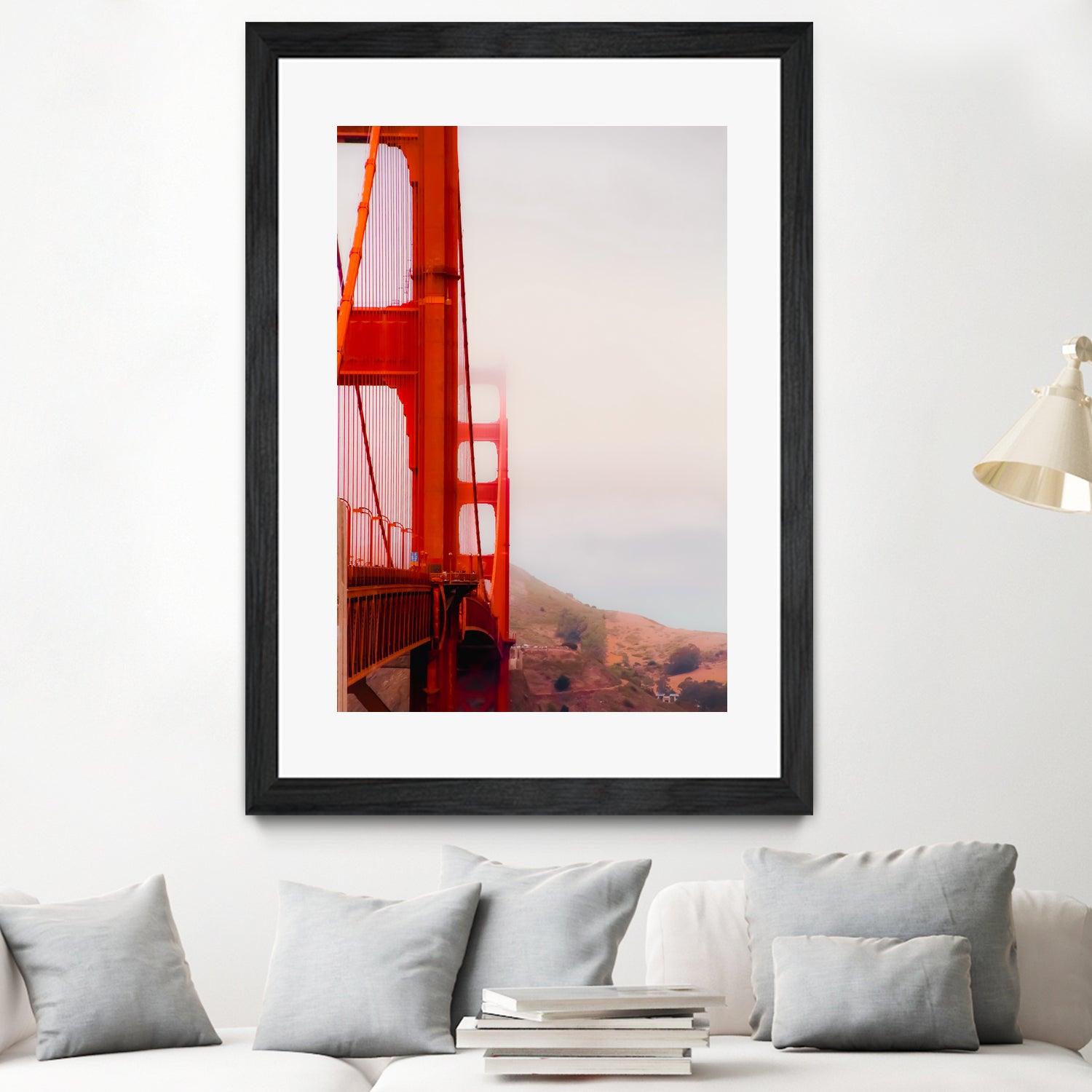 Closeup Golden Gate bridge with foggy sky San Francisco USA by sutee monchitnukul on GIANT ART - red photo manipulation