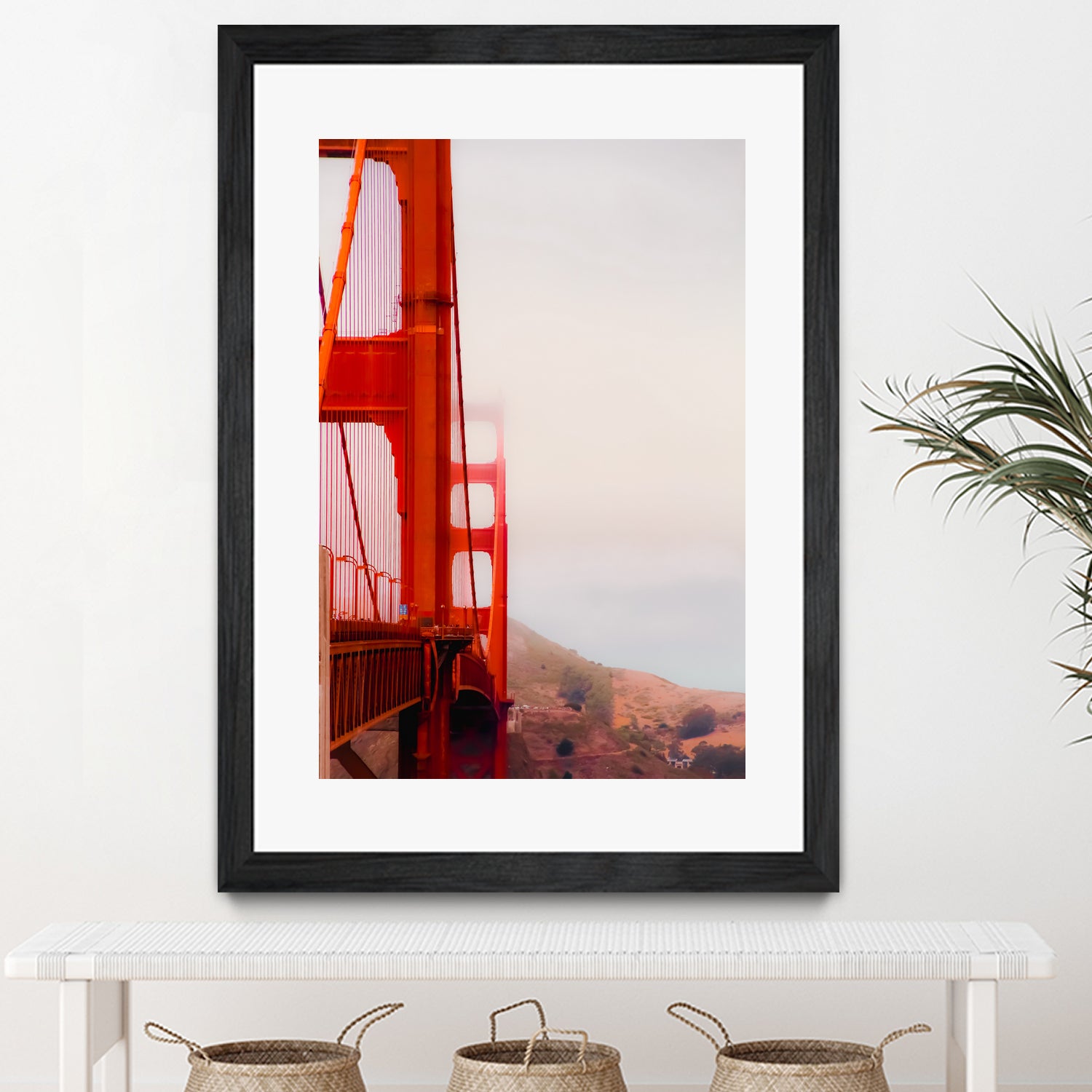 Closeup Golden Gate bridge with foggy sky San Francisco USA by sutee monchitnukul on GIANT ART - red photo manipulation