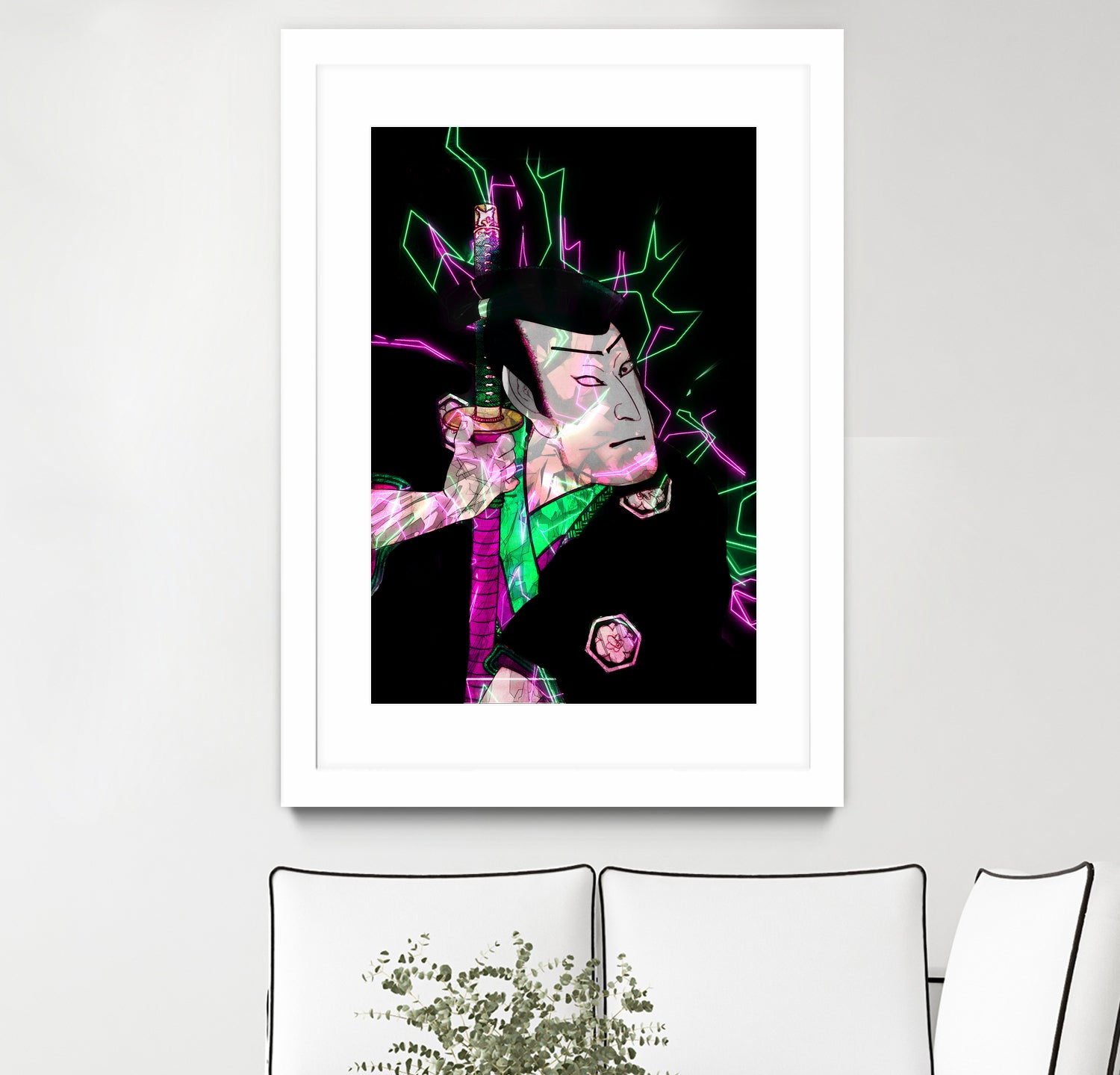 Samurai Japan Print Art Colored by Damian firenza on GIANT ART - fuchsia digital painting