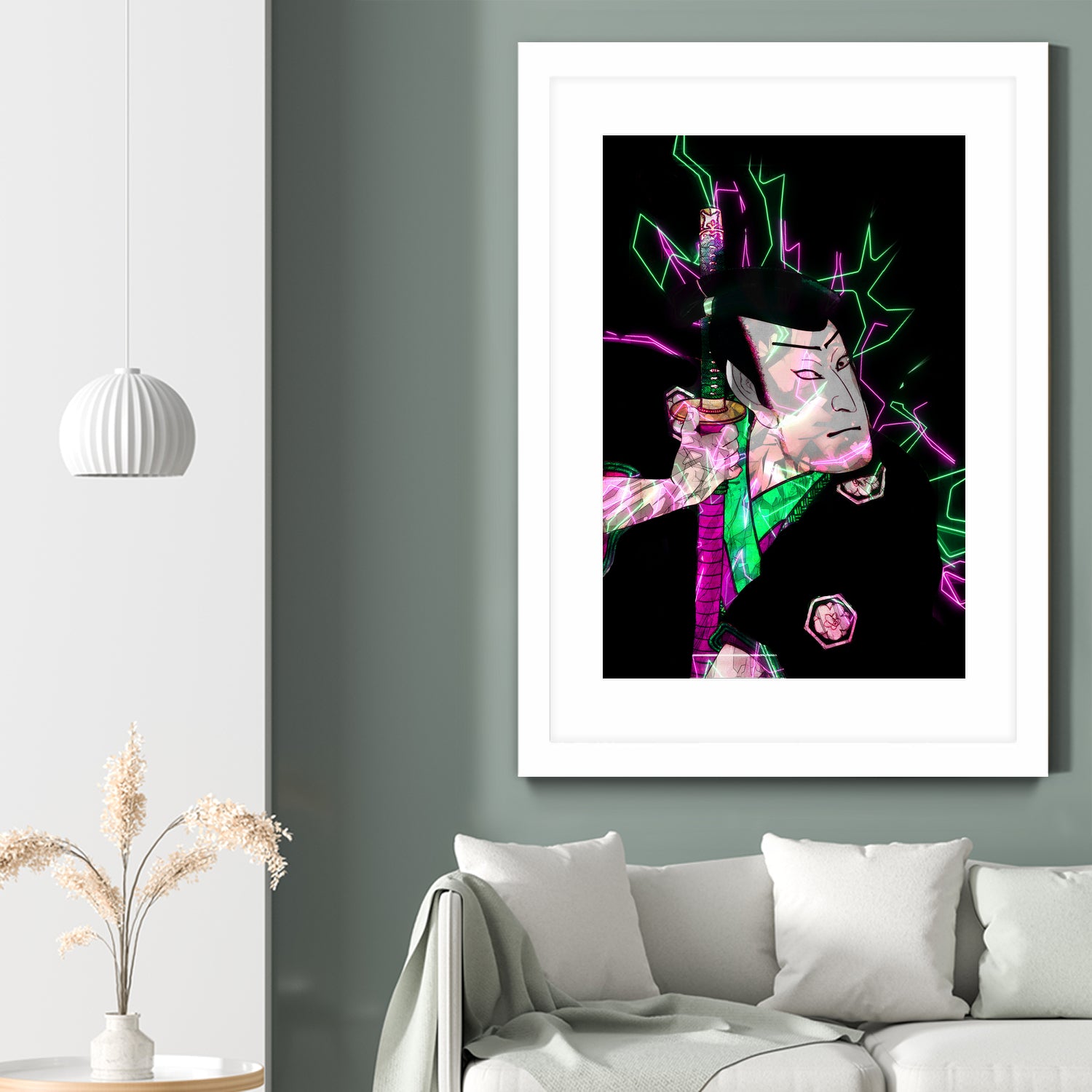 Samurai Japan Print Art Colored by Damian firenza on GIANT ART - fuchsia digital painting