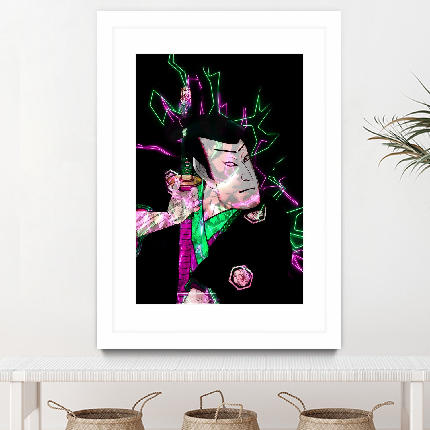 Samurai Japan Print Art Colored by Damian firenza on GIANT ART - fuchsia digital painting