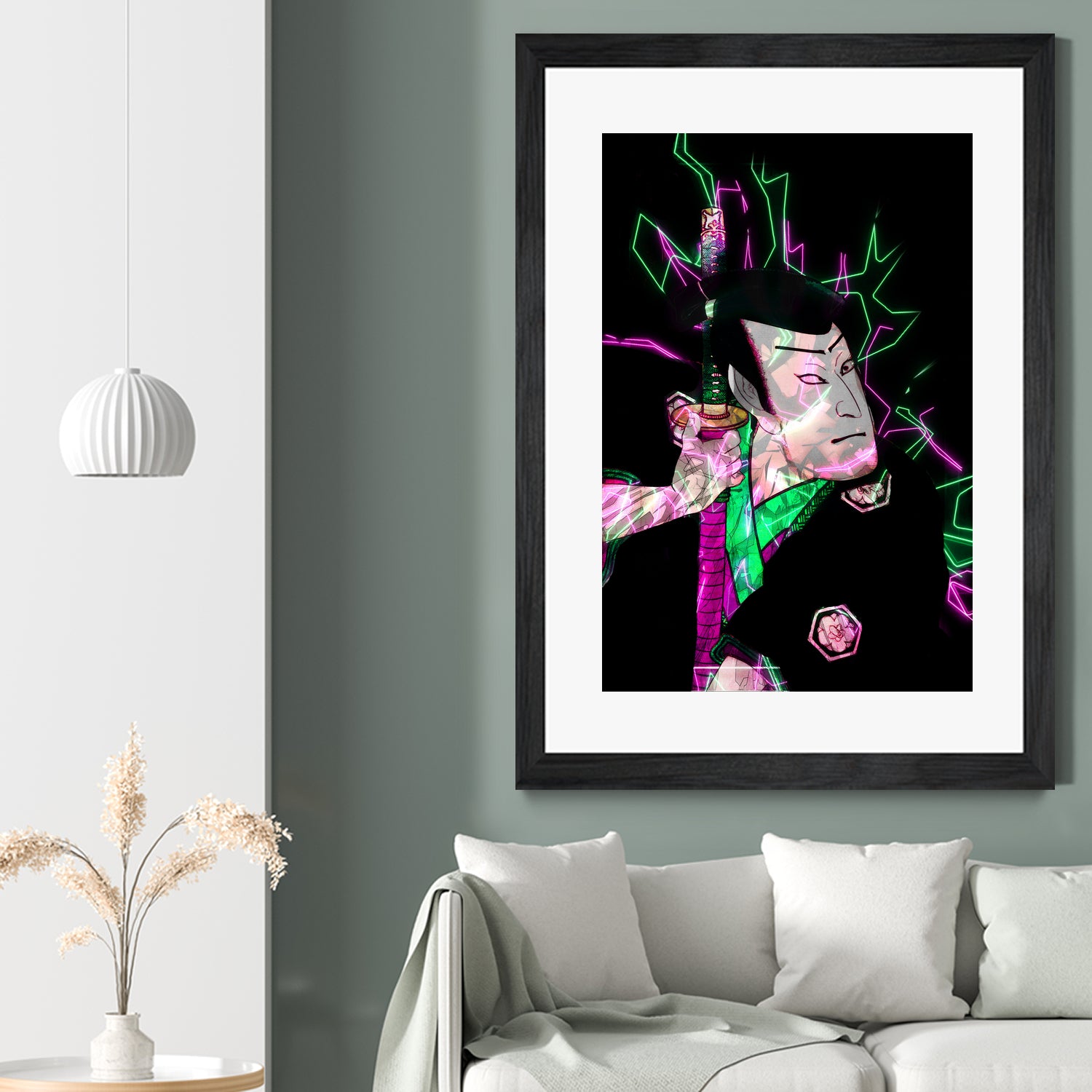 Samurai Japan Print Art Colored by Damian firenza on GIANT ART - fuchsia digital painting