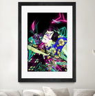 Samurai Japan Print Art Colored Neon Electric by Damian firenza on GIANT ART - fuchsia digital painting