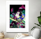 Samurai Japan Print Art Colored Neon Electric by Damian firenza on GIANT ART - fuchsia digital painting