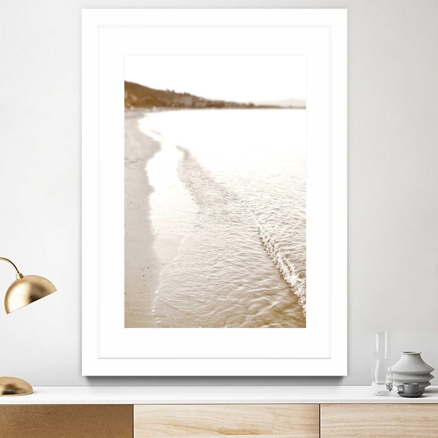 Minimalist pastel beach scape by IOANNA PAPANIKOLAOU on GIANT ART - brown photo illustration