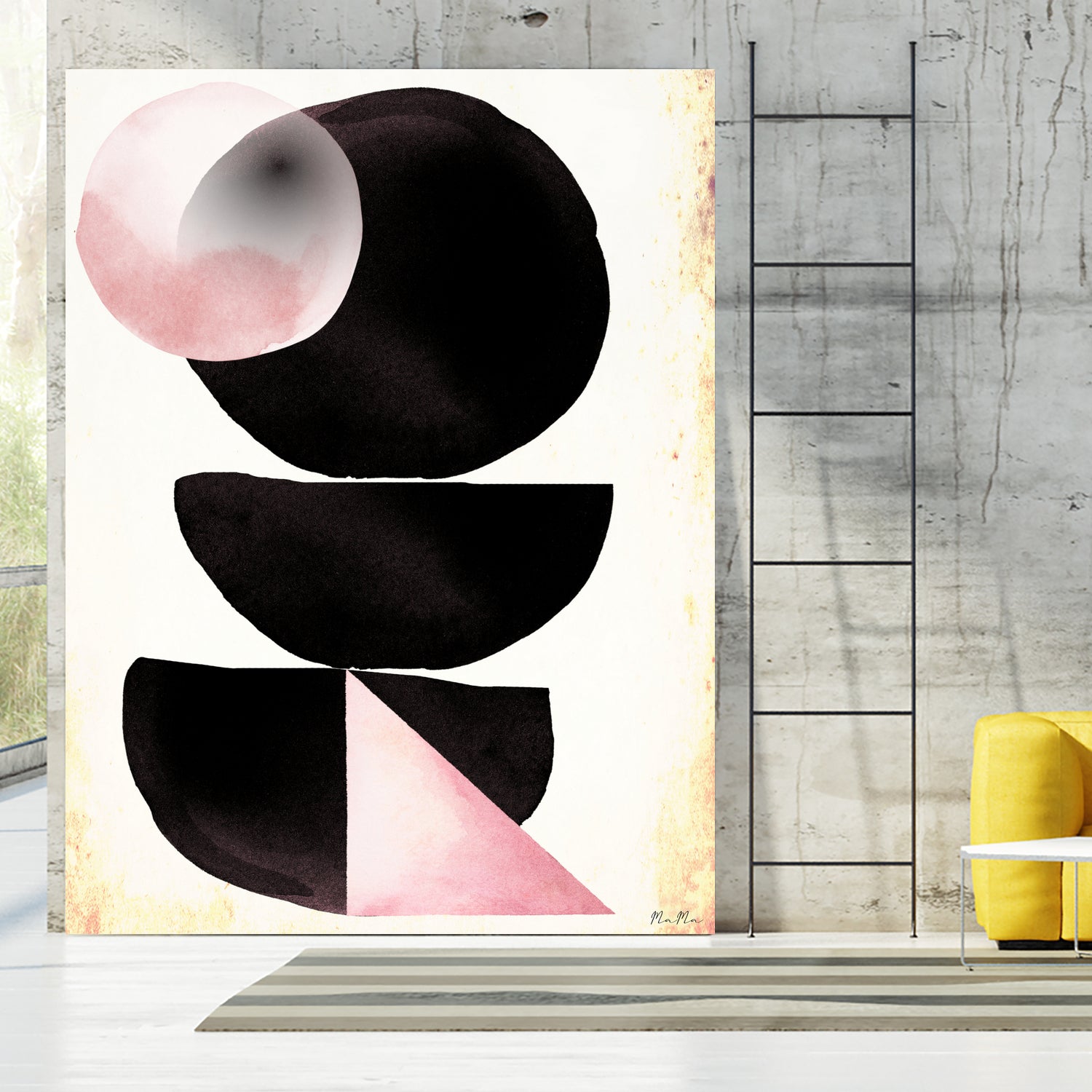 Black pink geometric abstract mama art by Maria Mata on GIANT ART - black digital painting