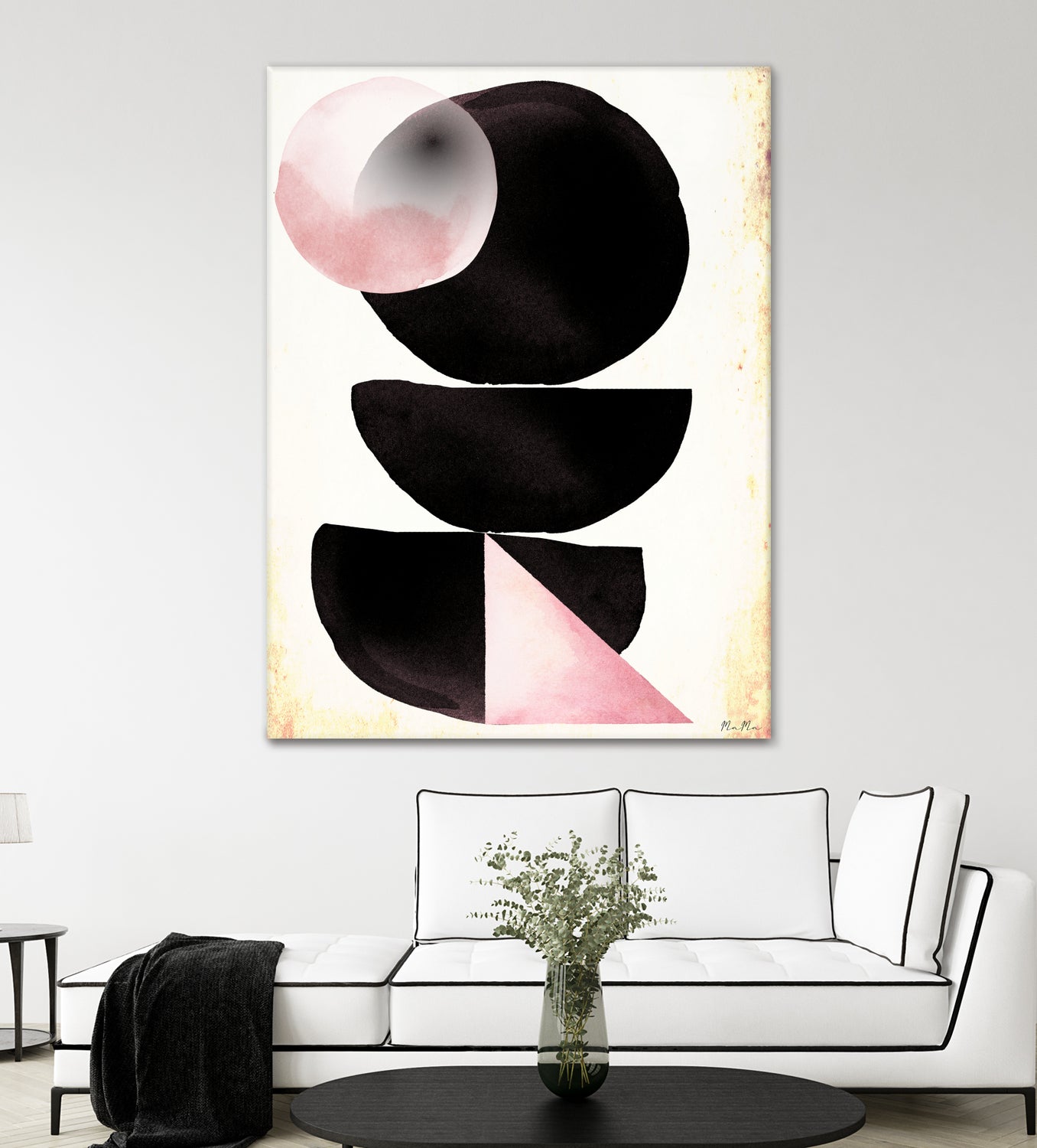 Black pink geometric abstract mama art by Maria Mata on GIANT ART - black digital painting