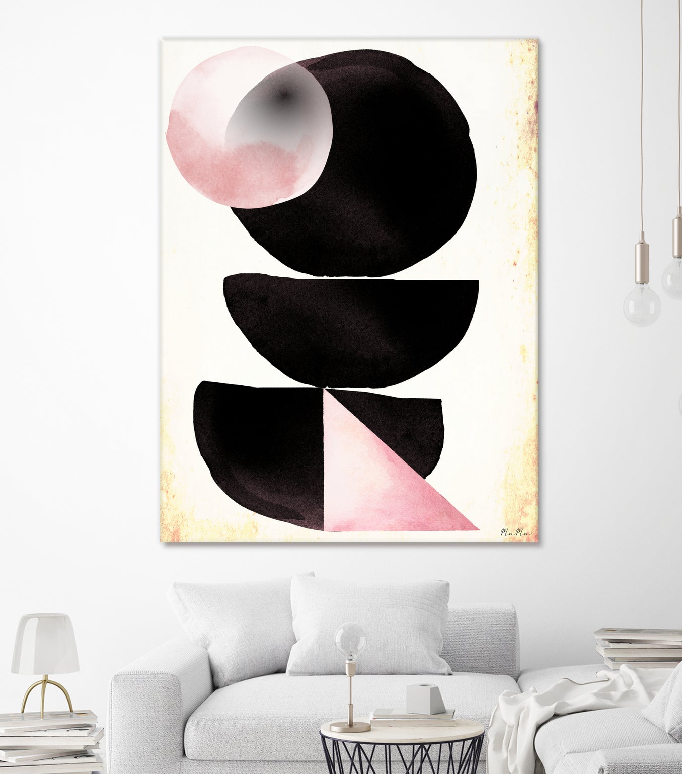 Black pink geometric abstract mama art by Maria Mata on GIANT ART - black digital painting