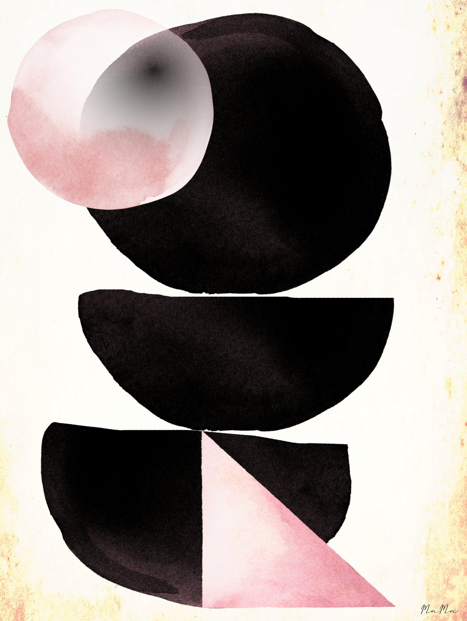 Black pink geometric abstract mama art by Maria Mata on GIANT ART - black digital painting