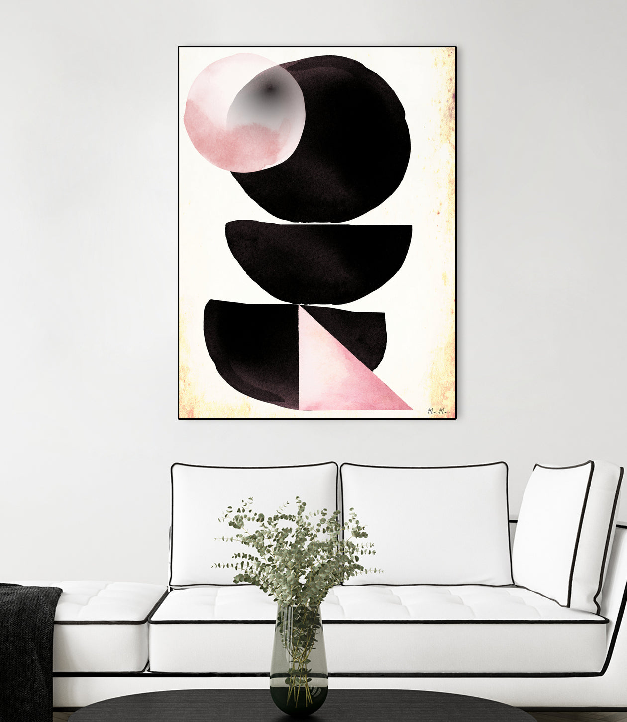 Black pink geometric abstract mama art by Maria Mata on GIANT ART - black digital painting