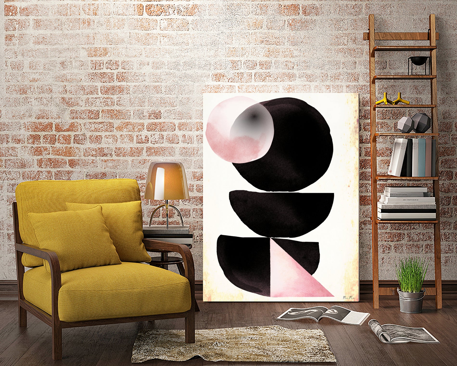 Black pink geometric abstract mama art by Maria Mata on GIANT ART - black digital painting
