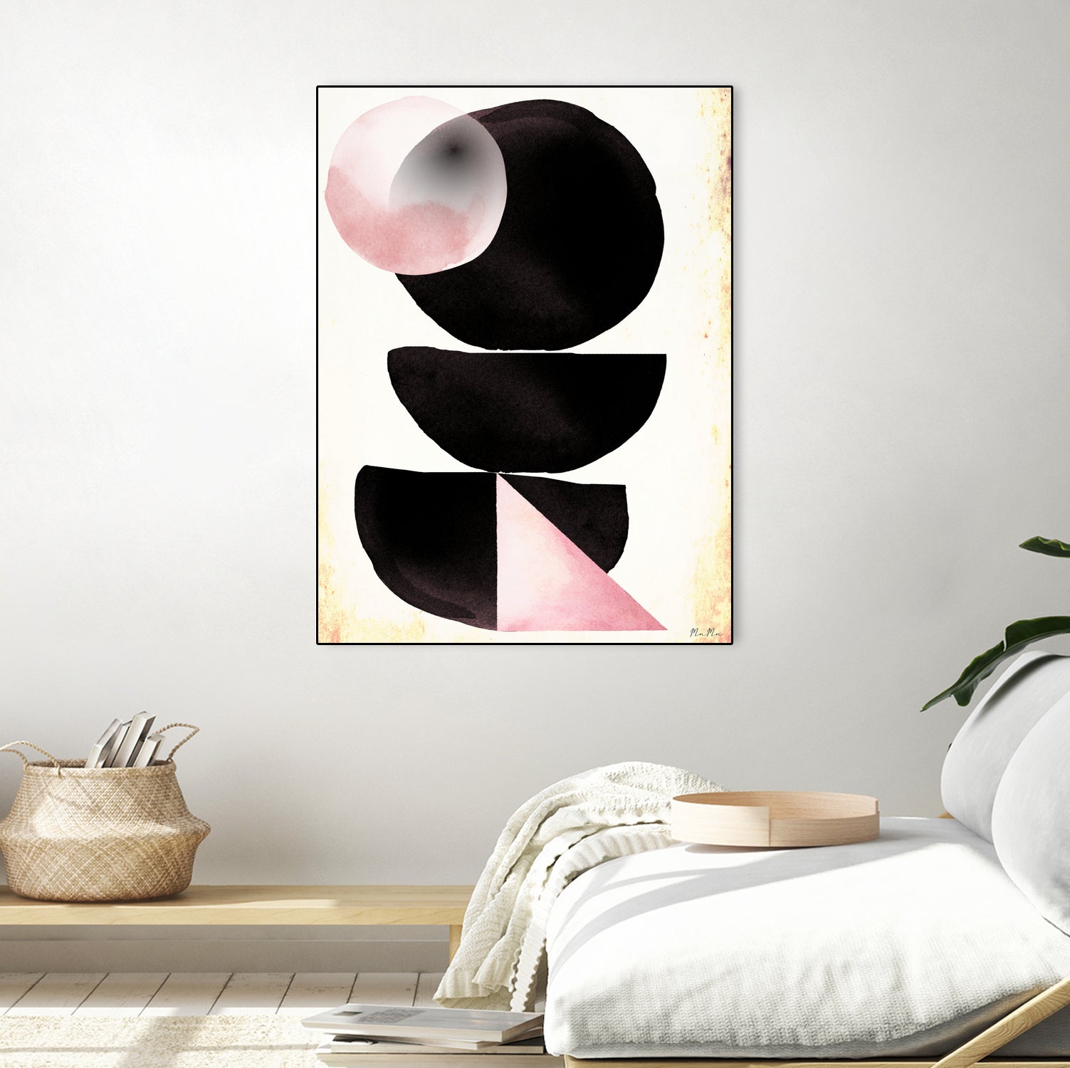 Black pink geometric abstract mama art by Maria Mata on GIANT ART - black digital painting